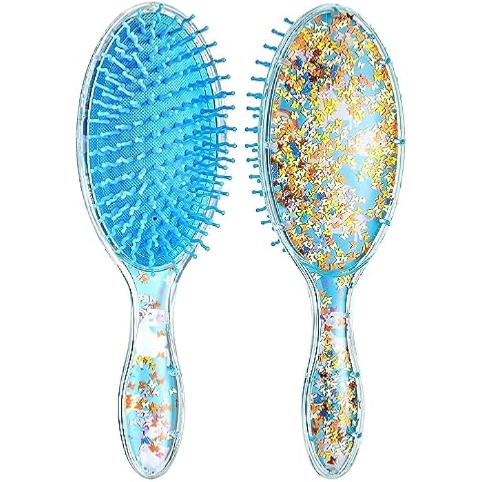 FunBlast Glitter Hair Brush Comb for Girls – Oval Shape Hair Combs and Brush, Novelty HairBrush for Kids, Women, Hair Brush (Random Color) - Image 1